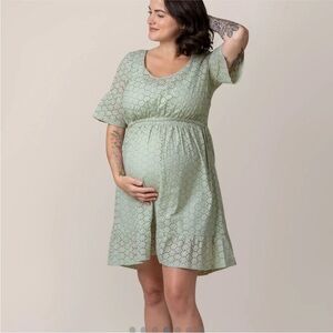Kindred Bravely Light Green Eyelet Maternity Dress 1X
